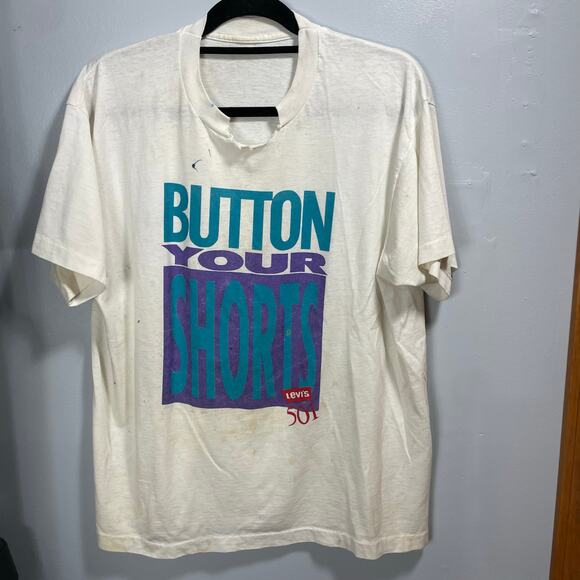 Vintage 90's Levi's 501 Button Your Shorts THRASHED Single Stitch Men's XL - Picture 1 of 8